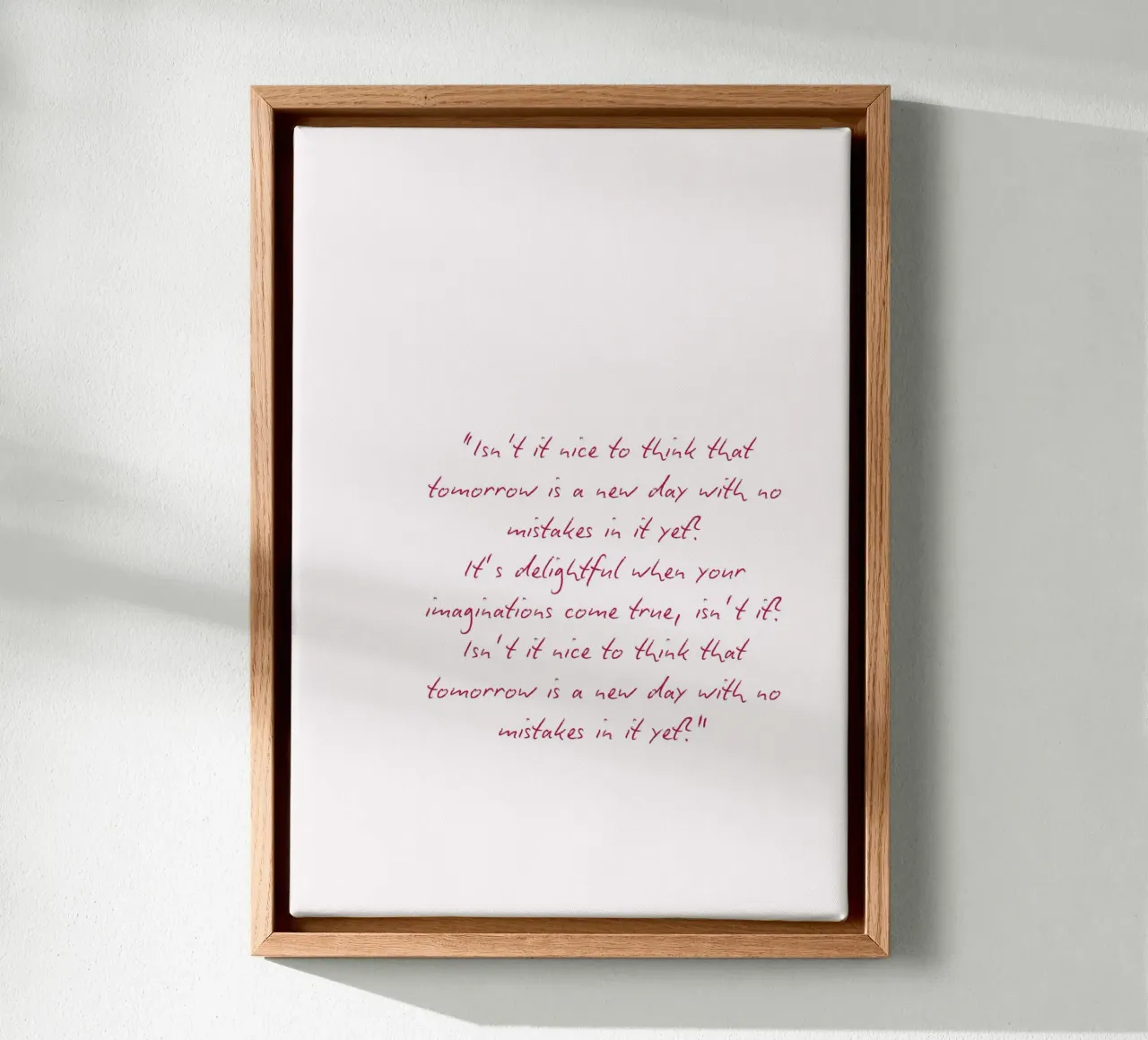 Mañana es un nuevo día L.M. Montgomery Quote lienzo con Marco flotante de vintagepod