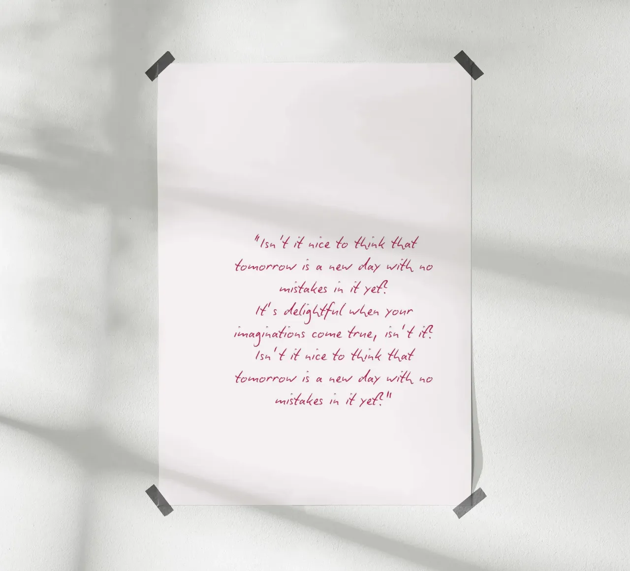 Mañana es un nuevo día L.M. Montgomery Quote poster con marco de plástico de vintagepod