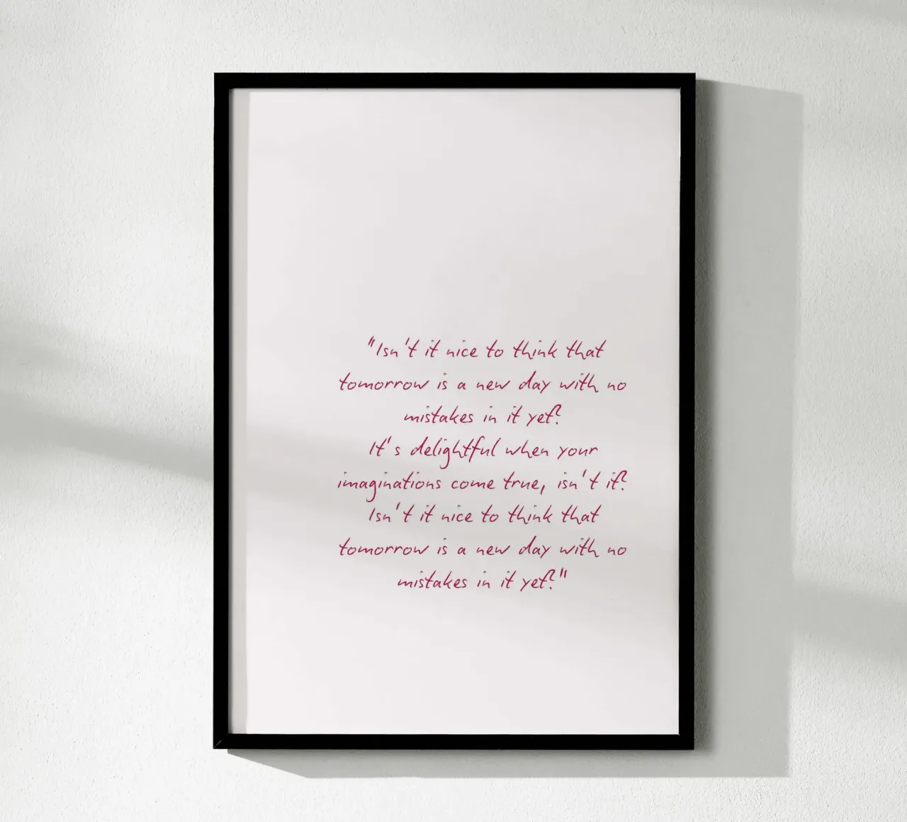 Mañana es un nuevo día L.M. Montgomery Quote poster con marco de plástico de vintagepod