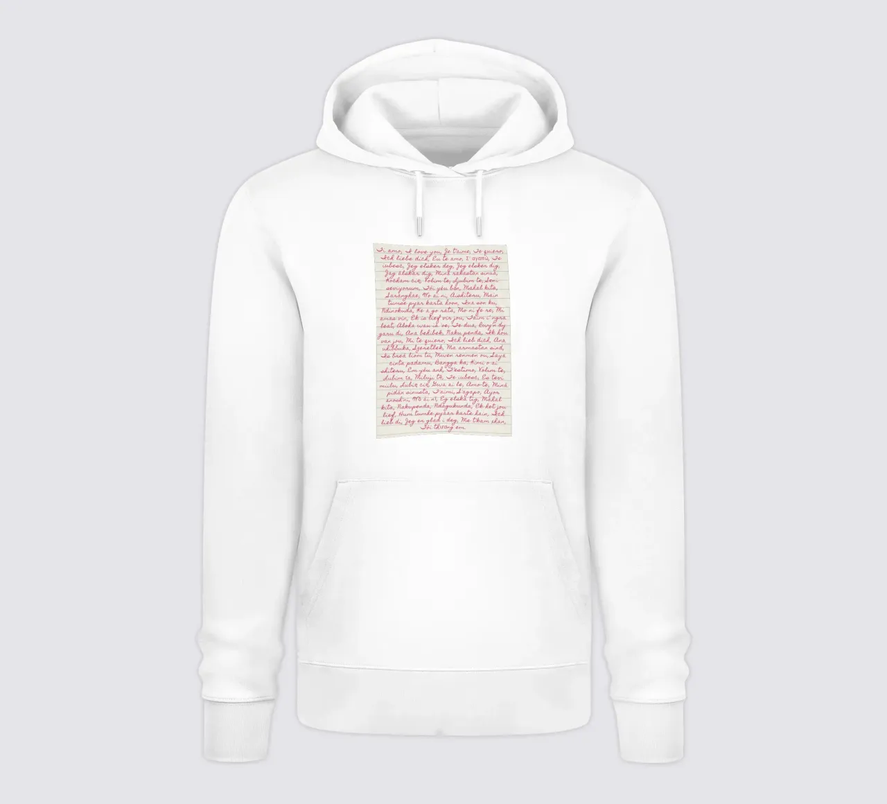 Stampa script 'Ti amo' in molte lingue felpa con cappuccio da vintagepod