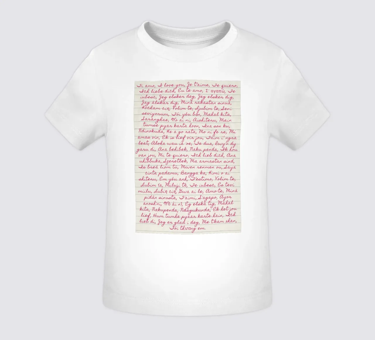 Stampa script 'Ti amo' in molte lingue maglietta neonato da vintagepod