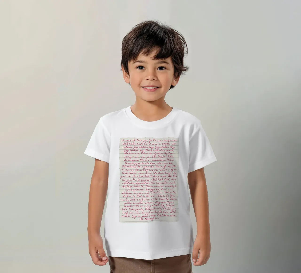 Stampa script 'Ti amo' in molte lingue t-shirt bambini da vintagepod