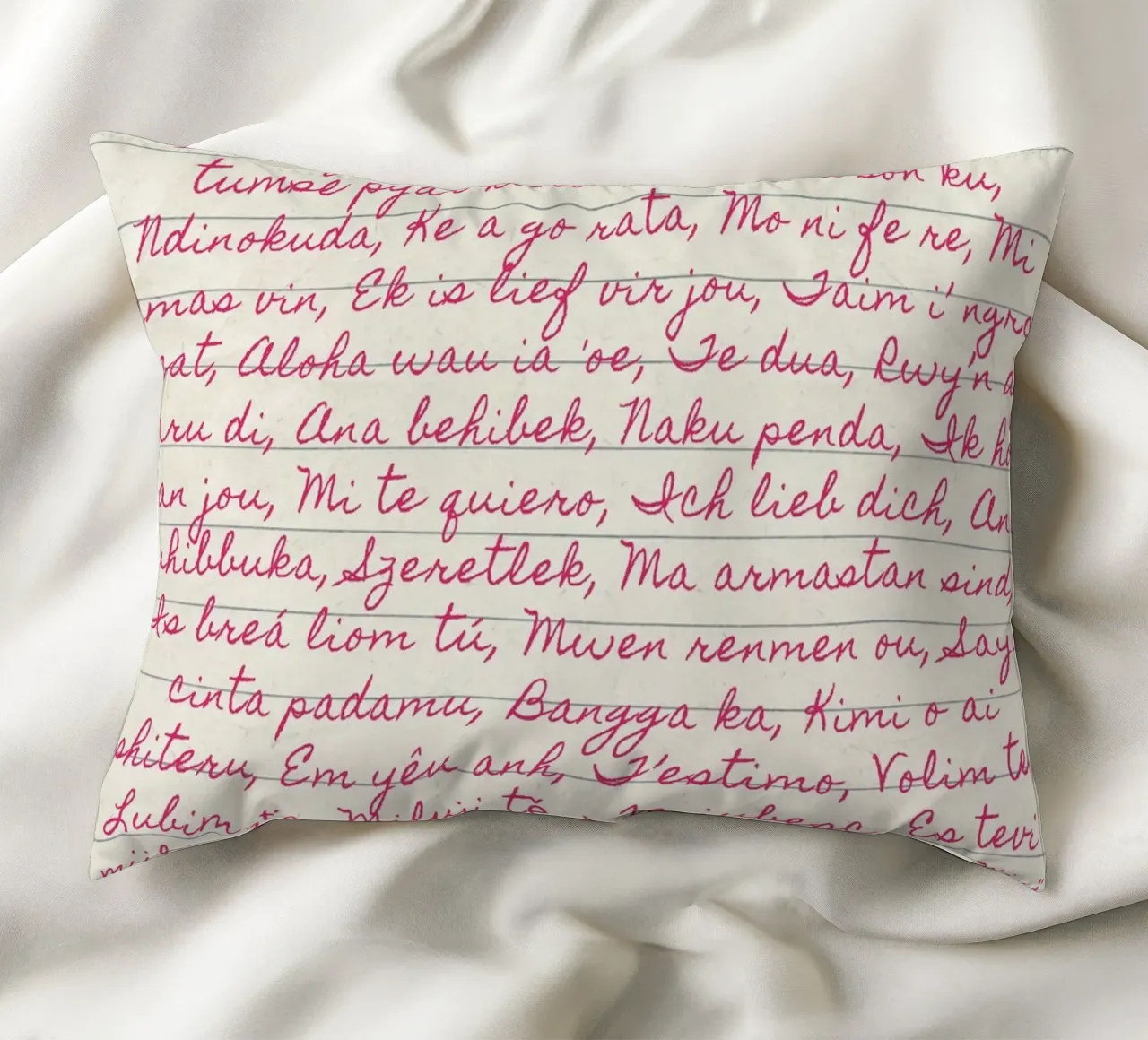 I Love You' in Many Languages Script Print (Je t'aime dans de nombreuses langues) coussin de vintagepod