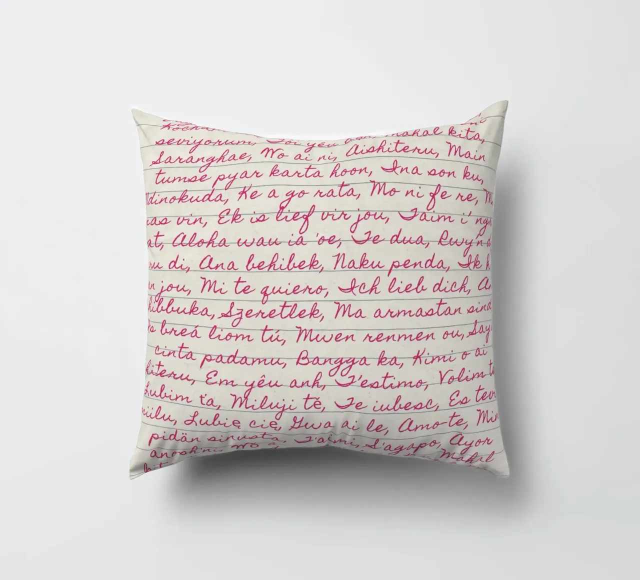 I Love You' in Many Languages Script Print (Je t'aime dans de nombreuses langues) coussin de vintagepod