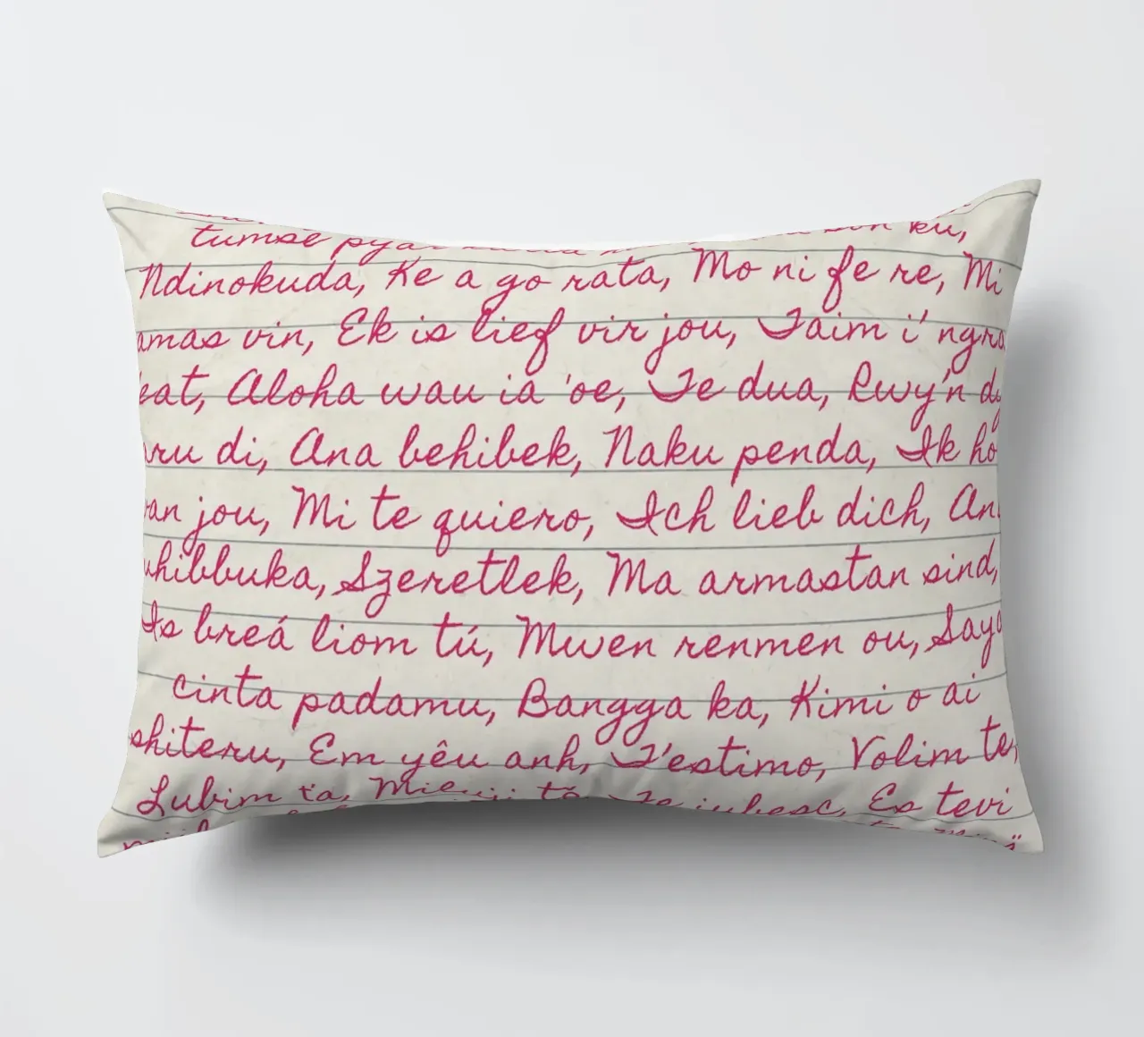 I Love You' in Many Languages Script Print (Je t'aime dans de nombreuses langues) coussin de vintagepod