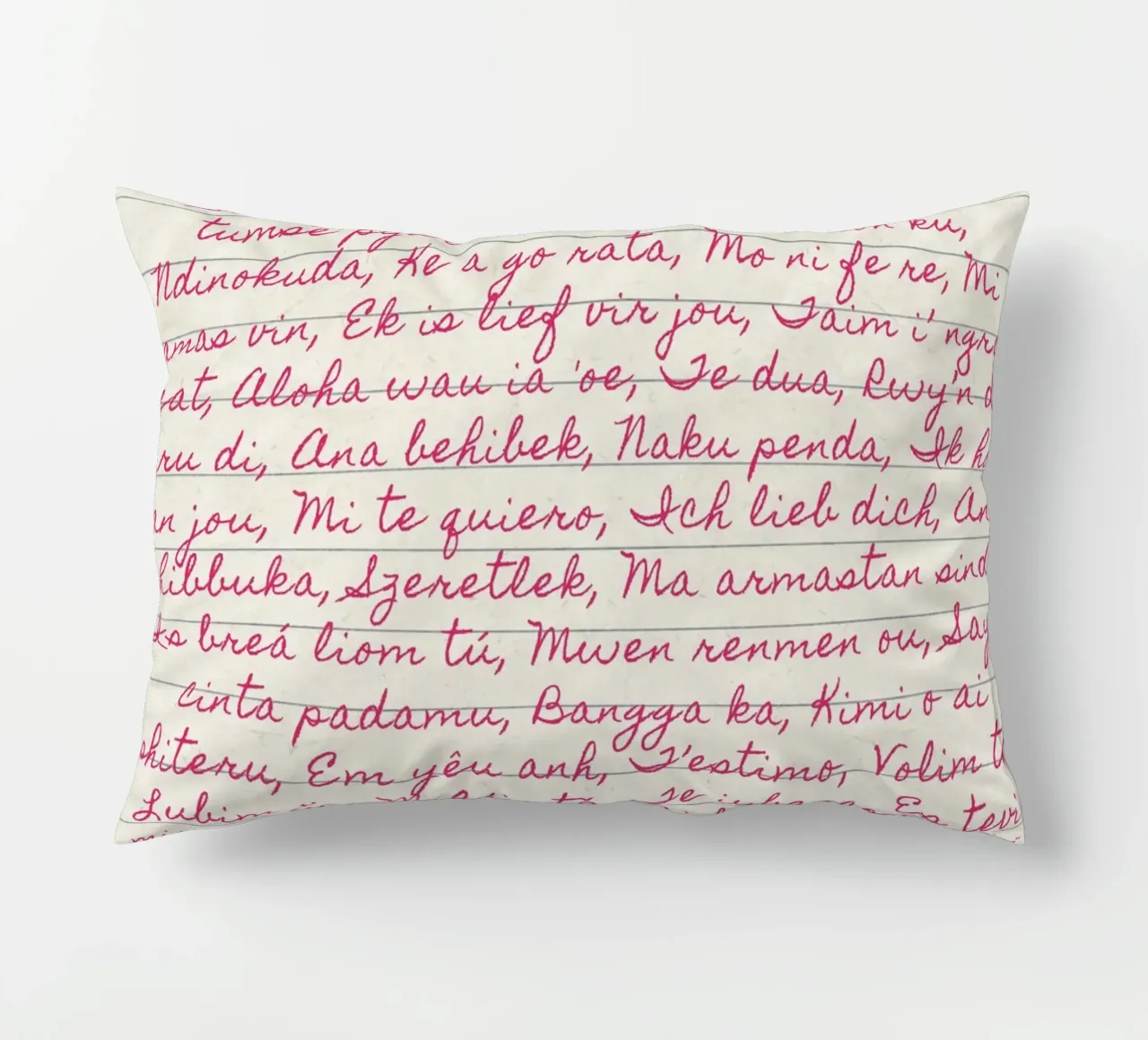 I Love You' in Many Languages Script Print (Je t'aime dans de nombreuses langues) coussin de vintagepod