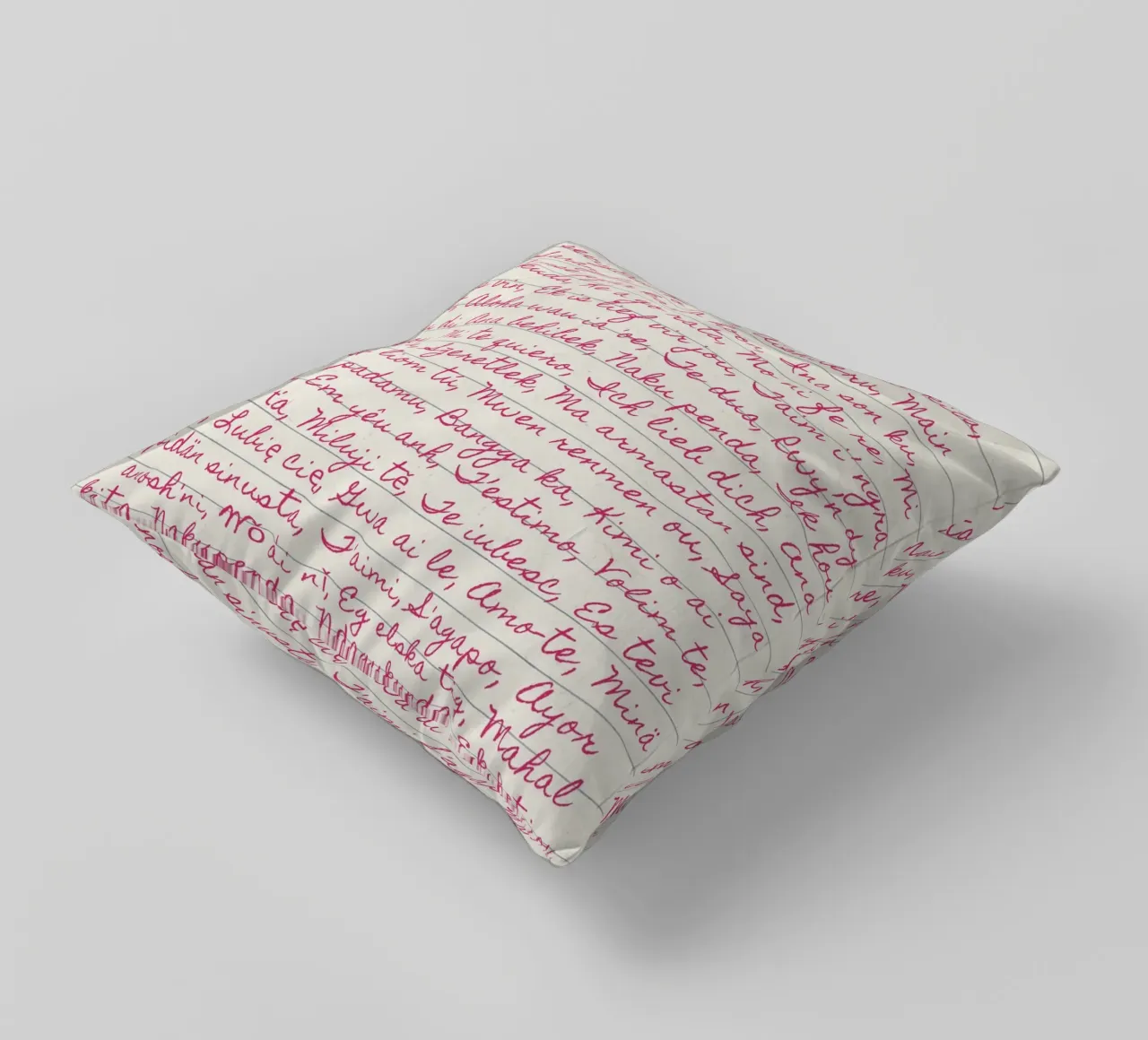 I Love You' in Many Languages Script Print (Je t'aime dans de nombreuses langues) coussin de vintagepod