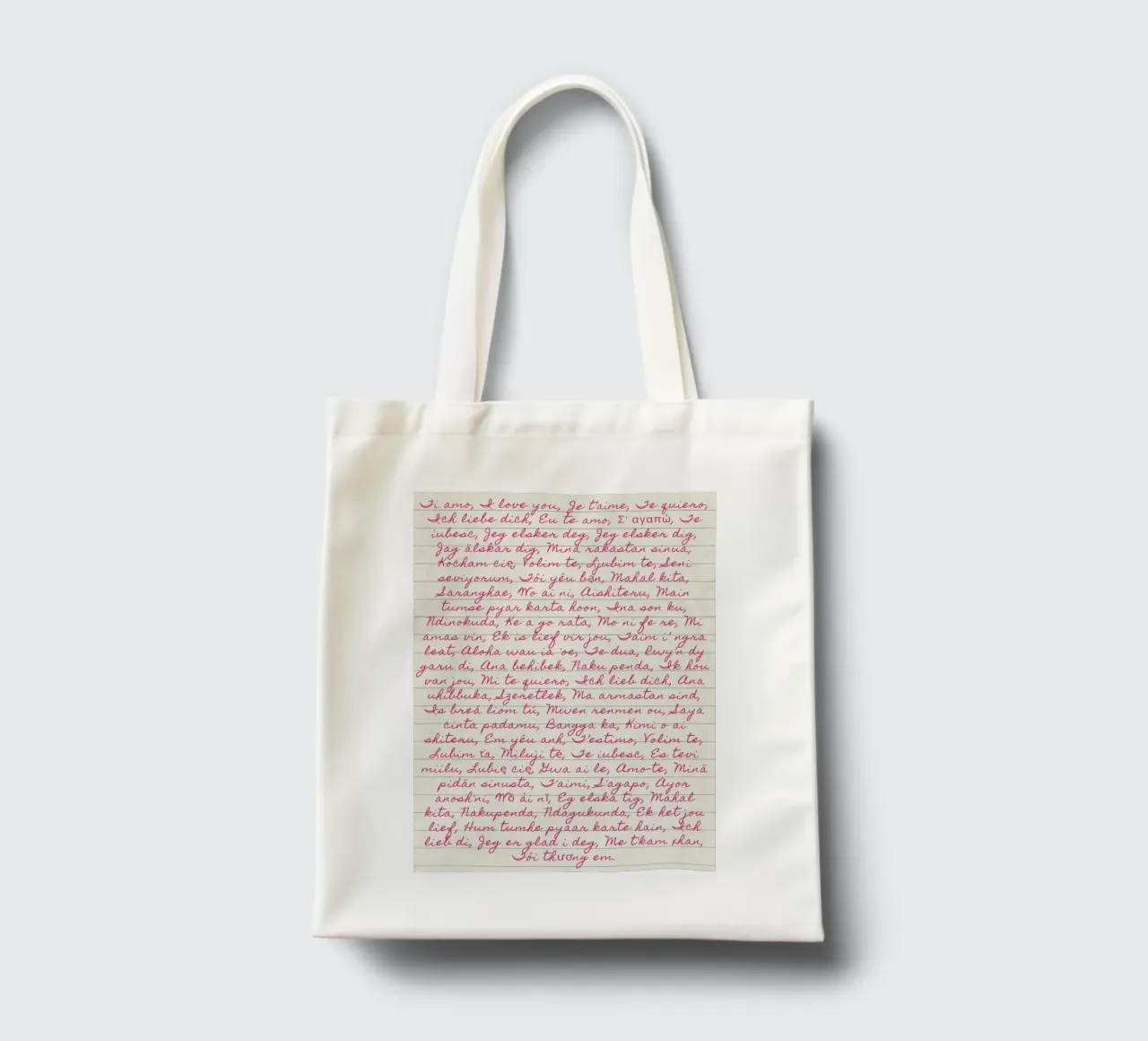 I Love You' in Many Languages Script Print (Je t'aime dans de nombreuses langues) tote bag de vintagepod