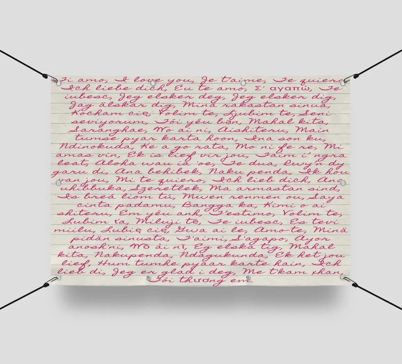 Stampa script 'Ti amo' in molte lingue telo in pvc da vintagepod