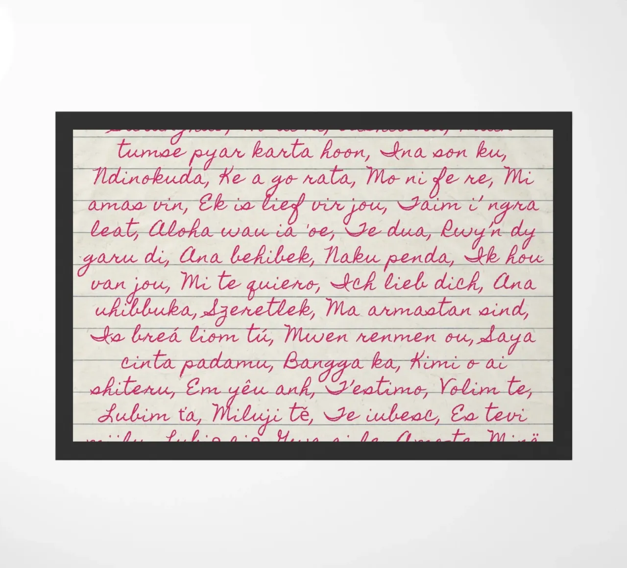 Ich liebe dich" in vielen Sprachen Script Print Fußmatte von vintagepod