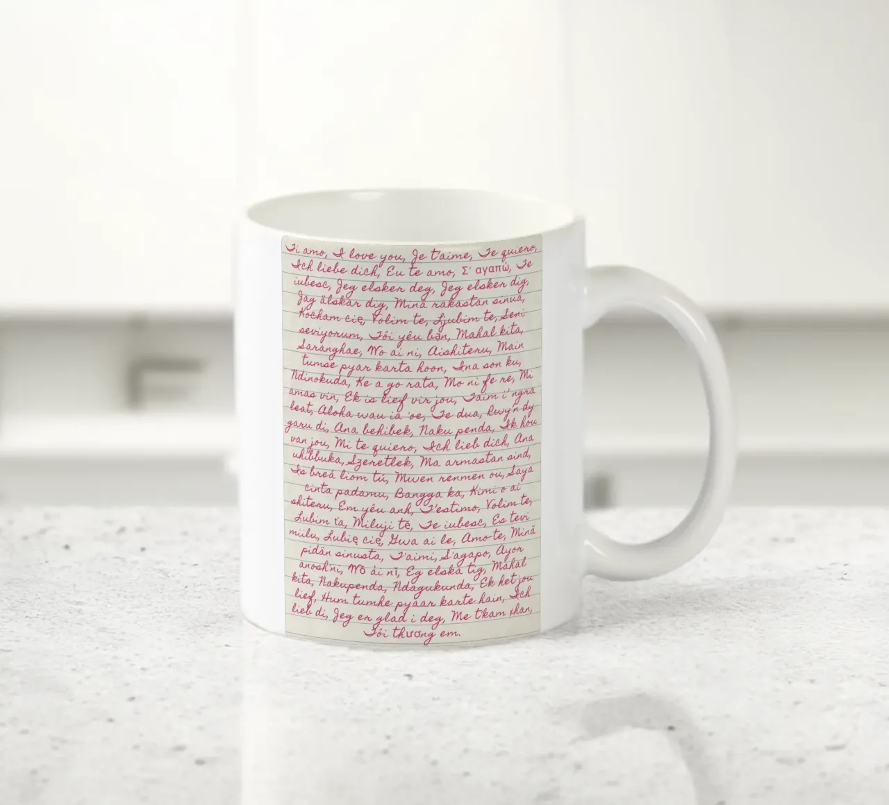 I Love You' in Many Languages Script Print (Je t'aime dans de nombreuses langues) mug en céramique de vintagepod