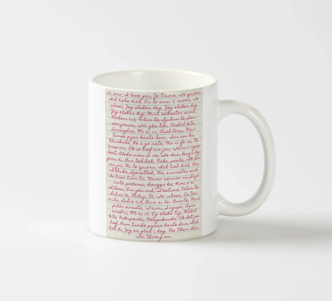 I Love You' in Many Languages Script Print (Je t'aime dans de nombreuses langues) mug en céramique de vintagepod