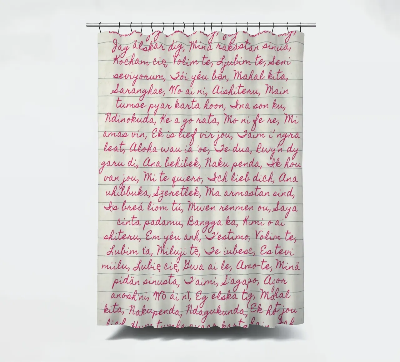 Ich liebe dich" in vielen Sprachen Script Print Duschvorhang von vintagepod