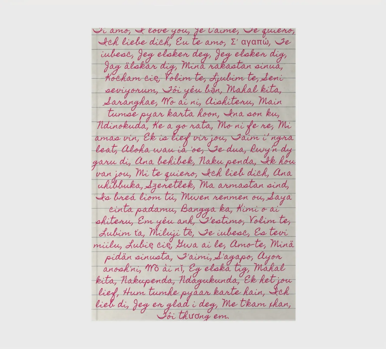 'I Love You' in Many Languages Script Print notebook by vintagepod