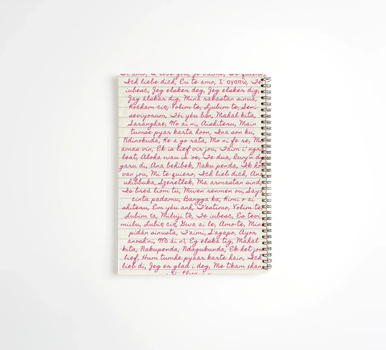I Love You' in Many Languages Script Print (Je t'aime dans de nombreuses langues) carnet à spirale de vintagepod