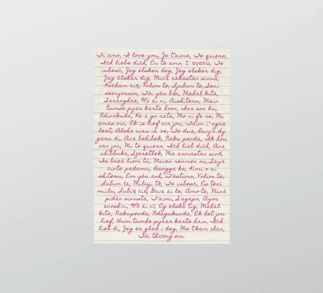 I Love You' in Many Languages Script Print (Je t'aime dans de nombreuses langues) autocollant de vintagepod