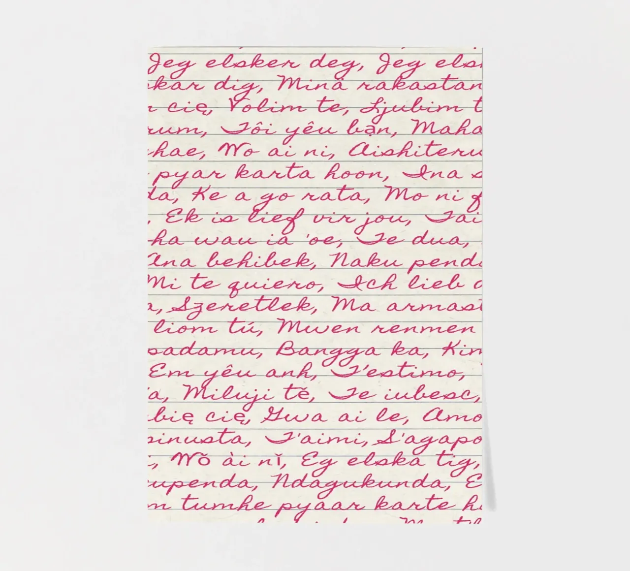 I Love You' in Many Languages Script Print (Je t'aime dans de nombreuses langues) planche autocollant de vintagepod