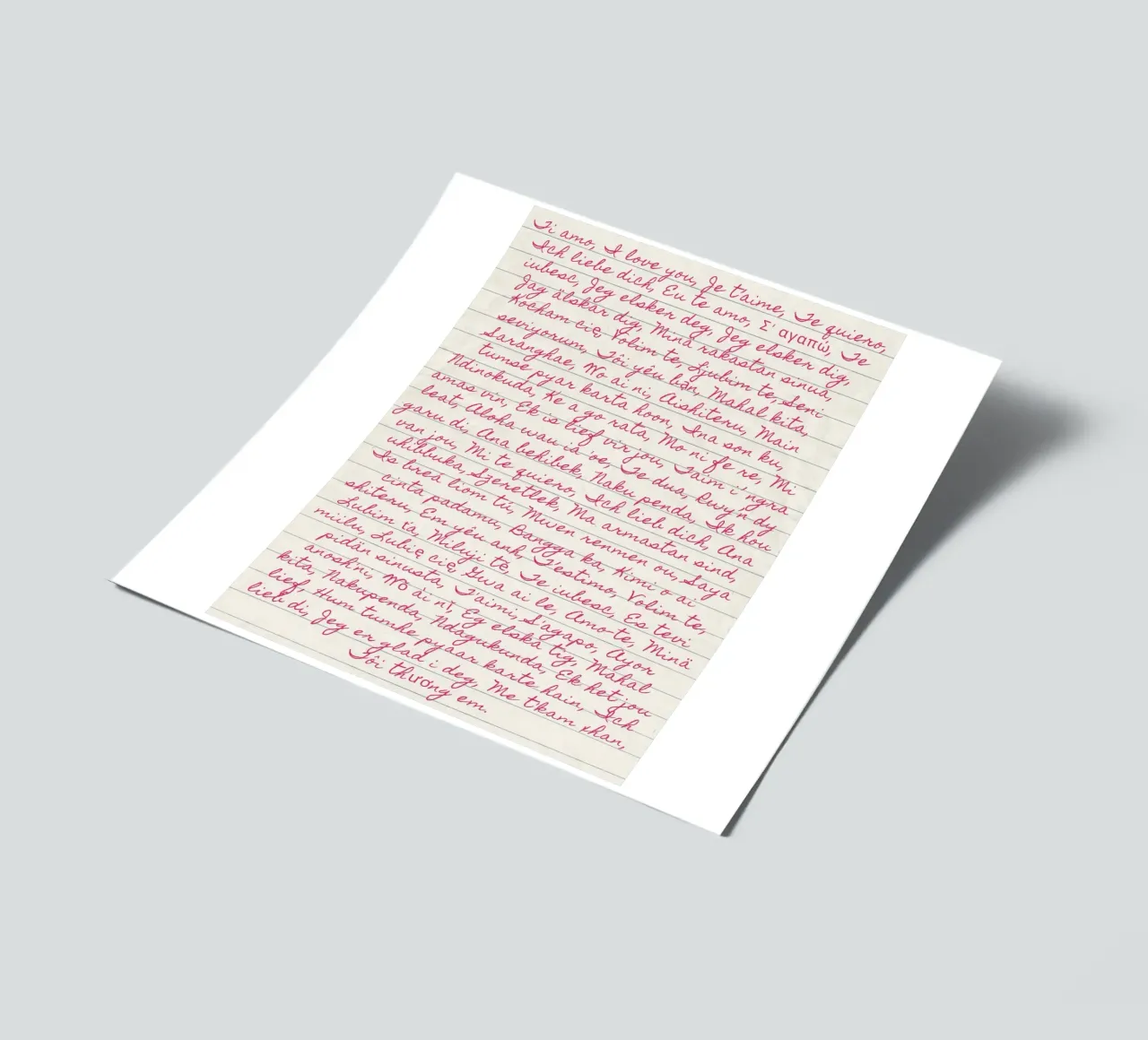 I Love You' in Many Languages Script Print (Je t'aime dans de nombreuses langues) planche autocollant de vintagepod