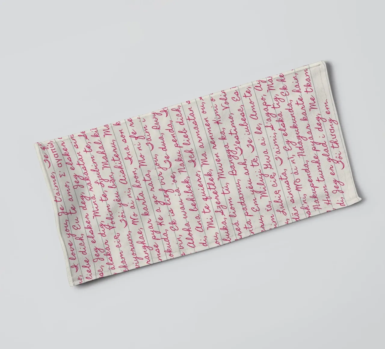 I Love You' in Many Languages Script Print (Je t'aime dans de nombreuses langues) serviette de bain de vintagepod