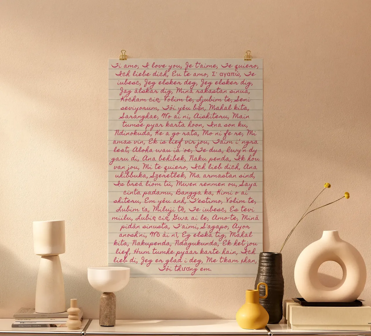 Ich liebe dich" in vielen Sprachen Script Print Poster von vintagepod