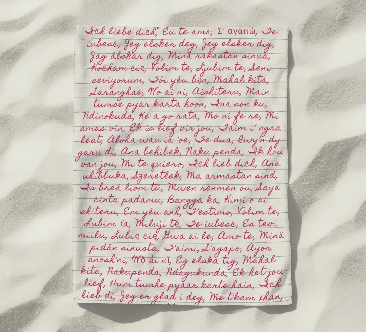 Stampa script 'Ti amo' in molte lingue telo mare da vintagepod