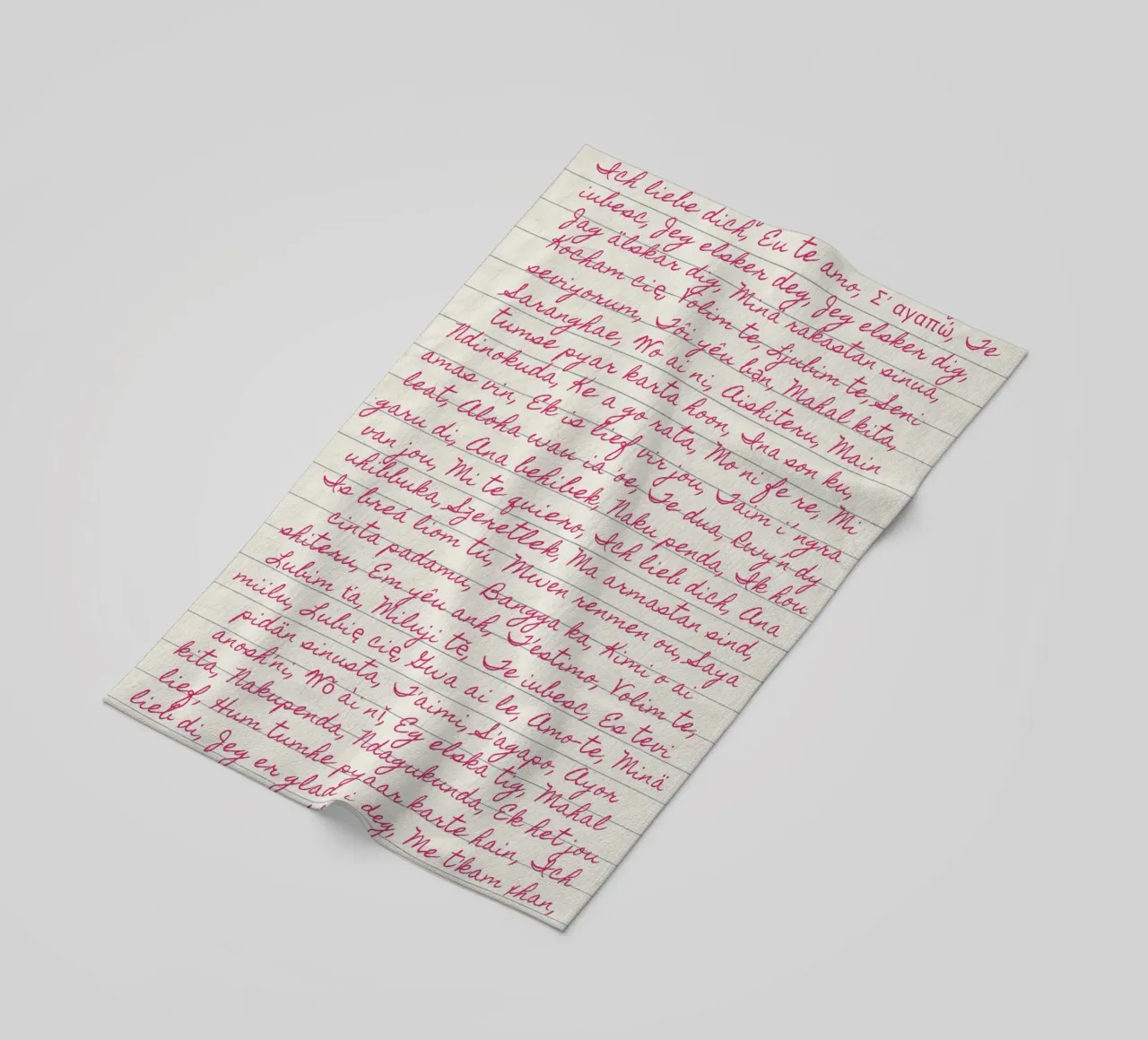 Stampa script 'Ti amo' in molte lingue telo mare da vintagepod