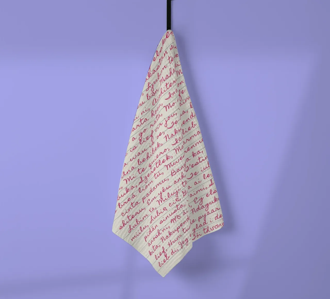 Ich liebe dich" in vielen Sprachen Script Print Geschirrtuch von vintagepod
