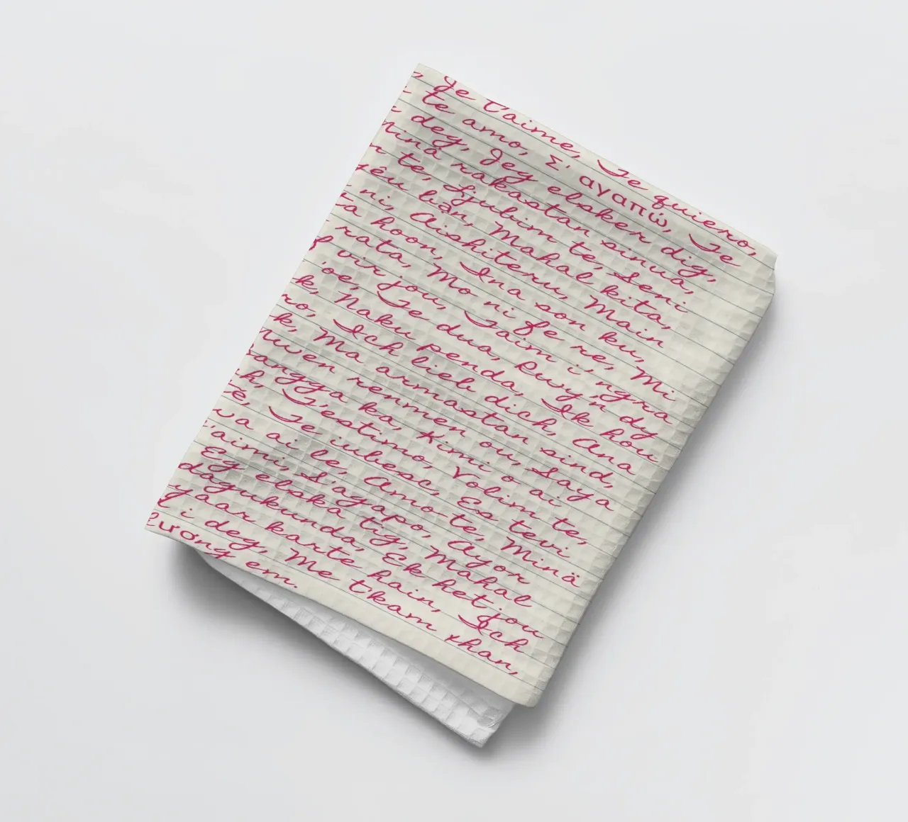 Ich liebe dich" in vielen Sprachen Script Print Geschirrtuch von vintagepod