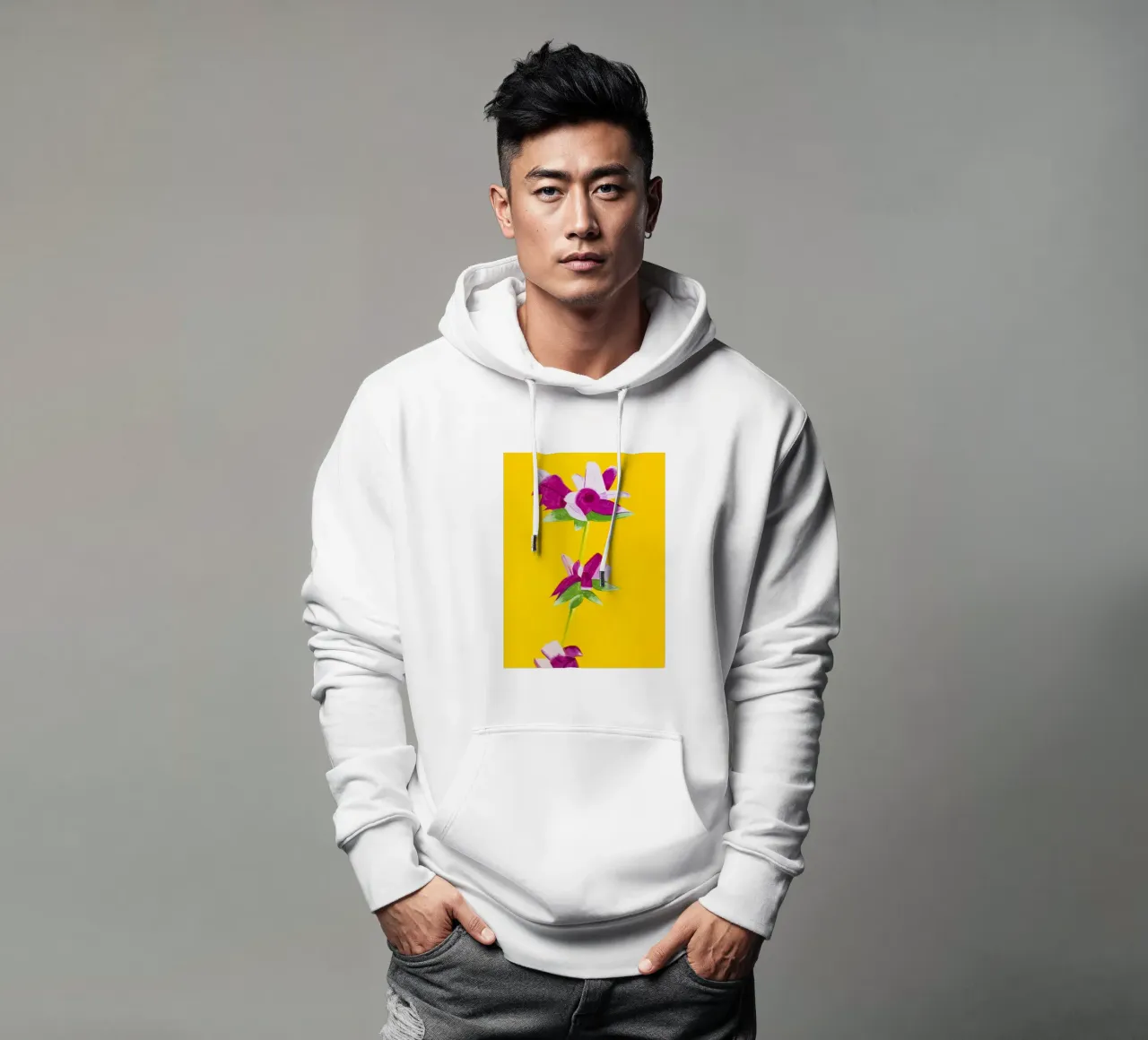 Alex Katz Azalee su giallo felpa con cappuccio da Marcobarshop