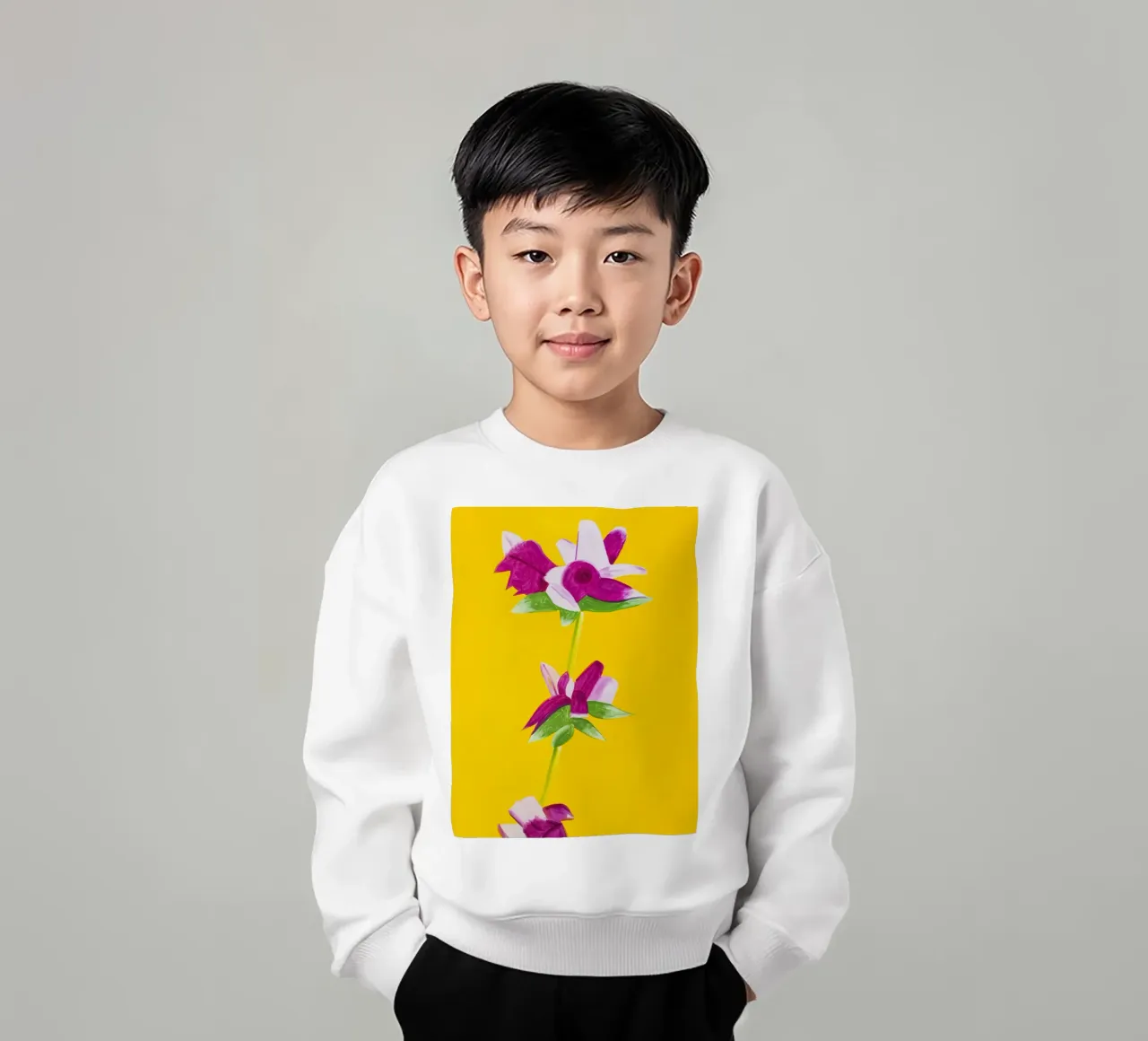 Alex Katz Azalee su giallo felpa bambino da Marcobarshop