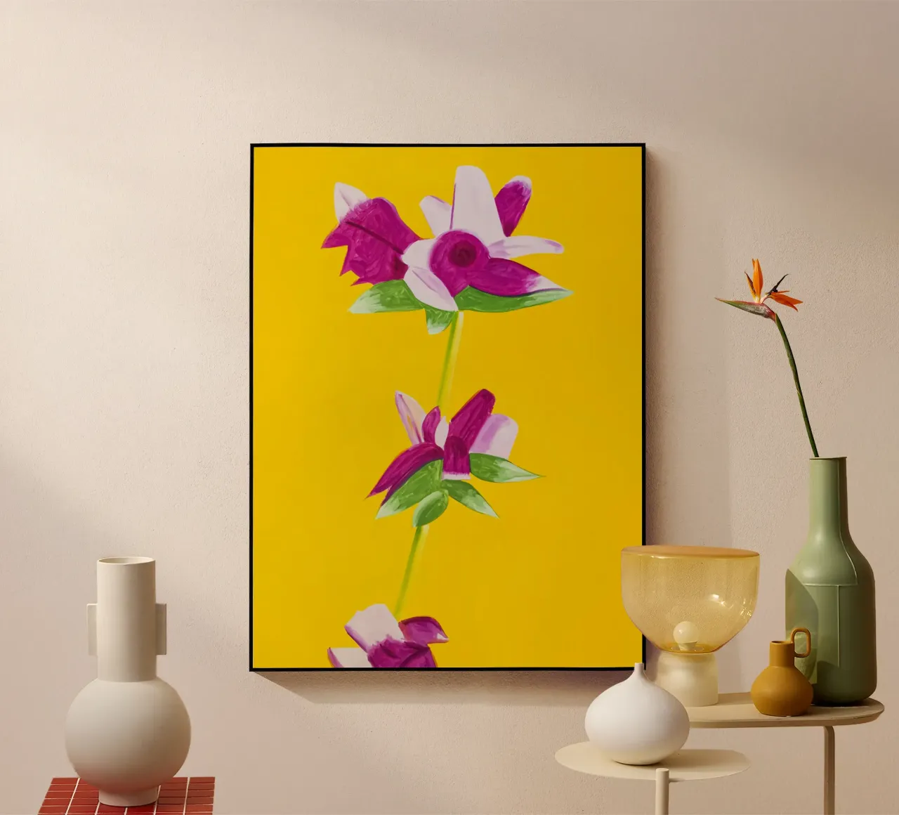Alex Katz Azalee su giallo plexiglass da Marcobarshop