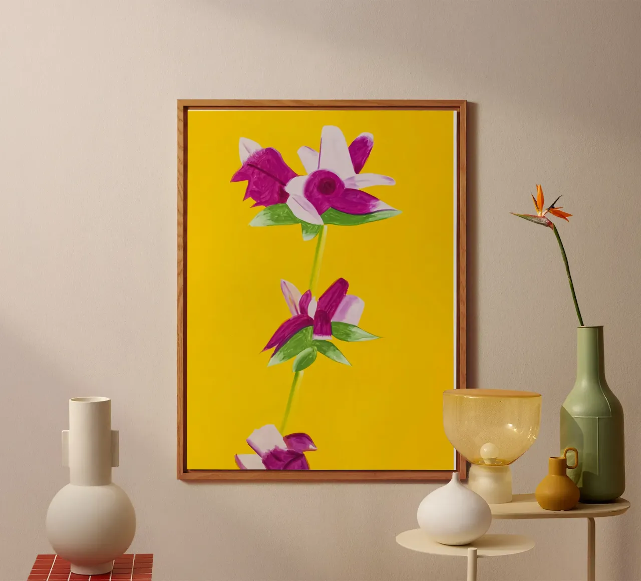 Alex Katz Azalee su giallo alluminio dibond da Marcobarshop