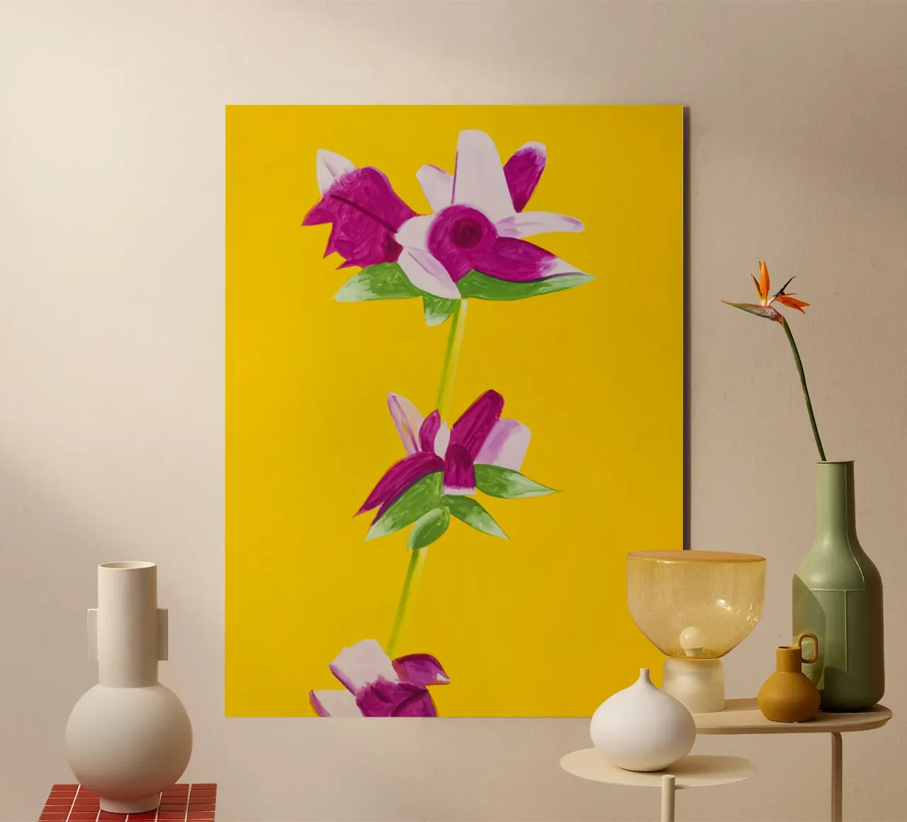 Alex Katz Azalee su giallo alluminio dibond da Marcobarshop