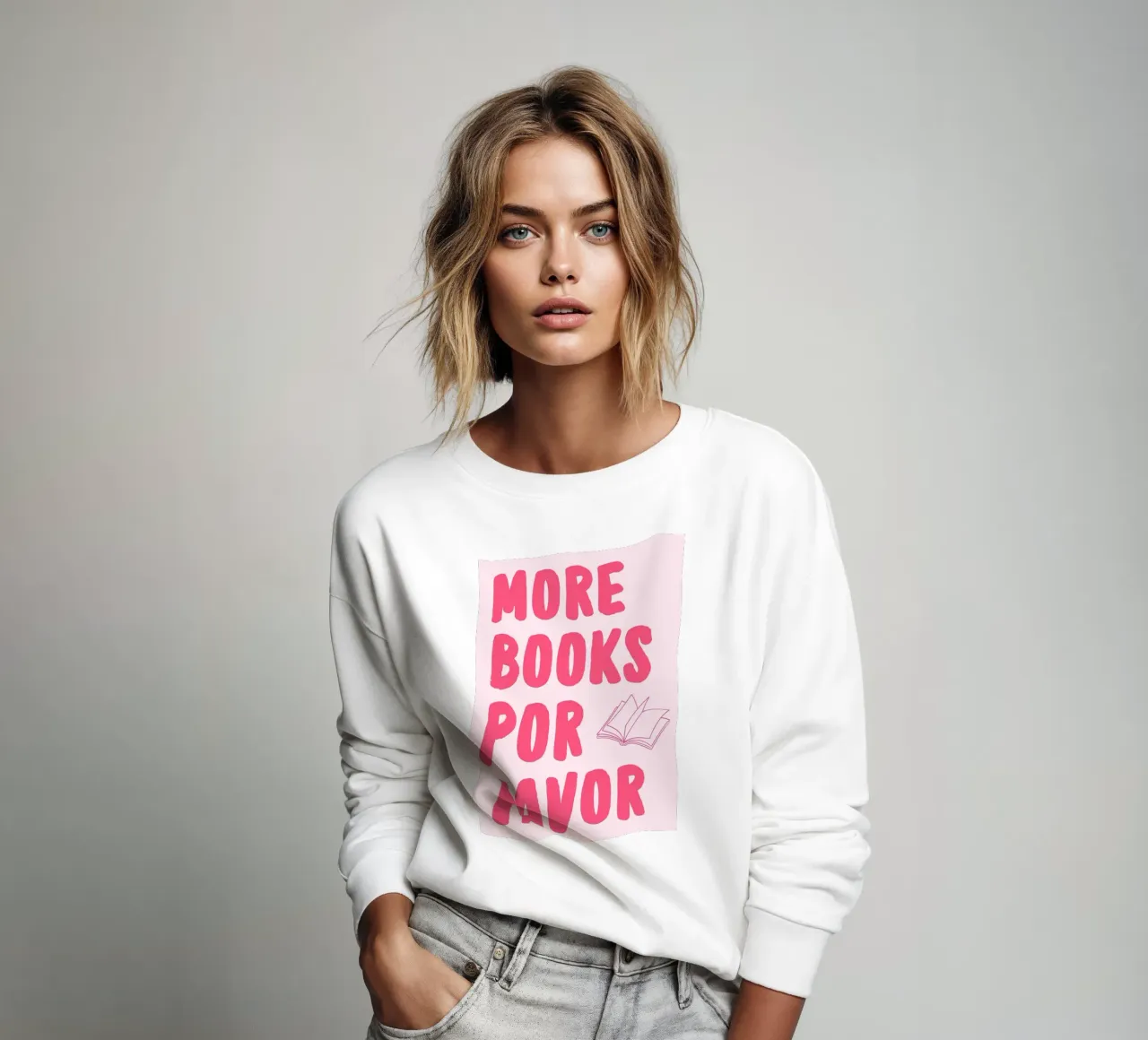Poster estetico rosa "Più libri a favore". felpa da vintagepod