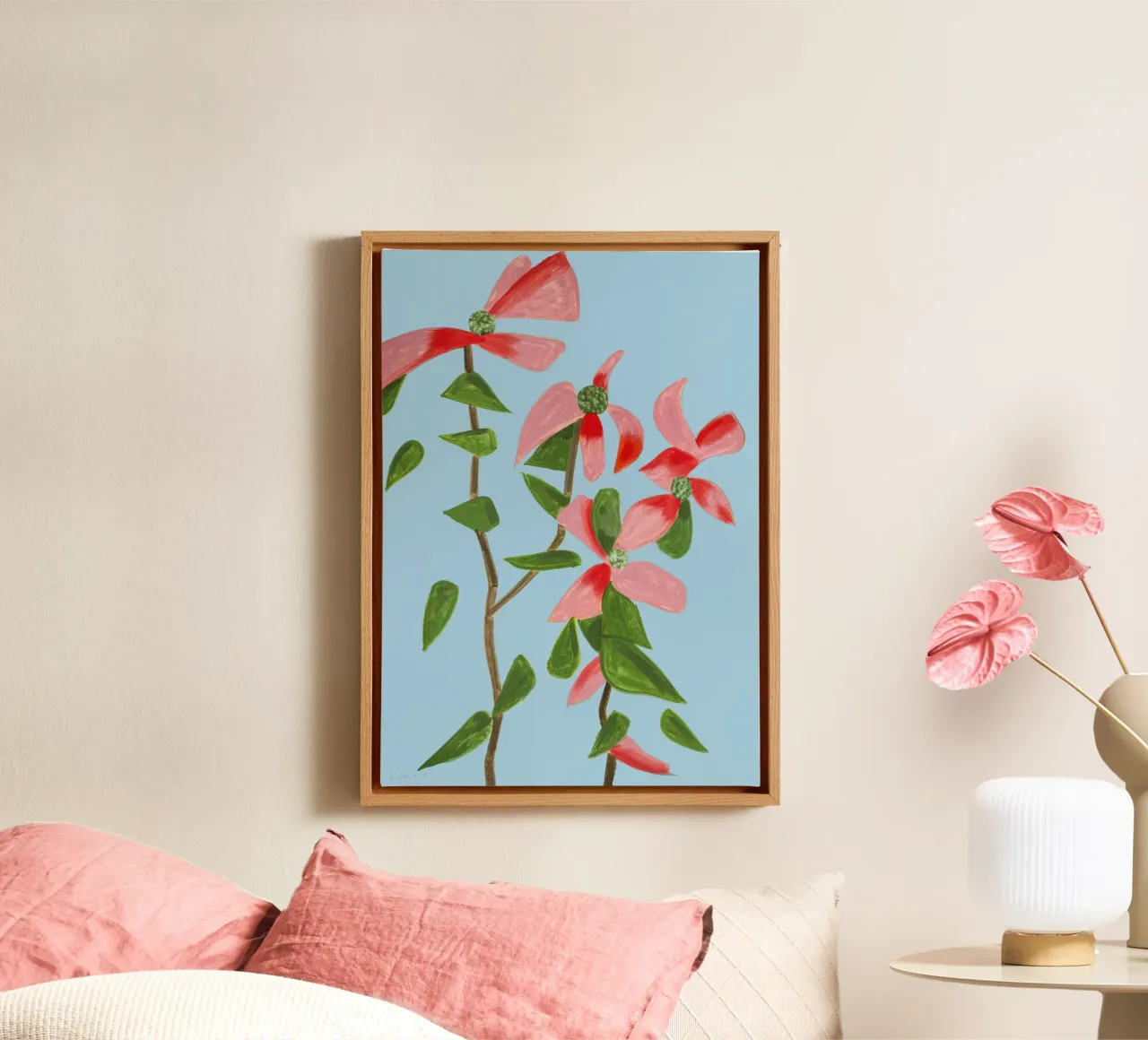 Alex Katz Red Dogwood canvas with Floater frame by Marcobarshop