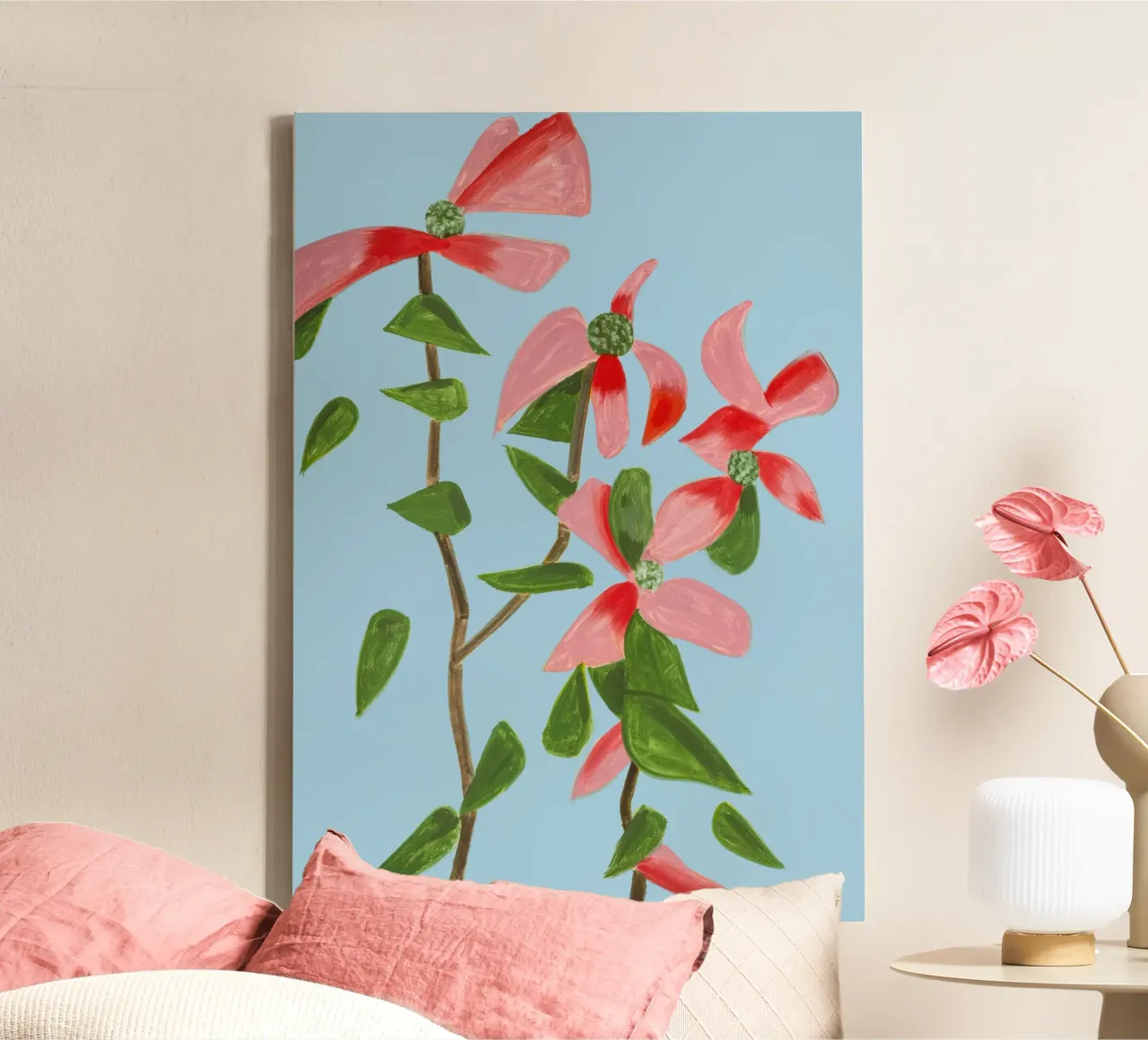 Alex Katz Red Dogwood canvas with Floater frame by Marcobarshop