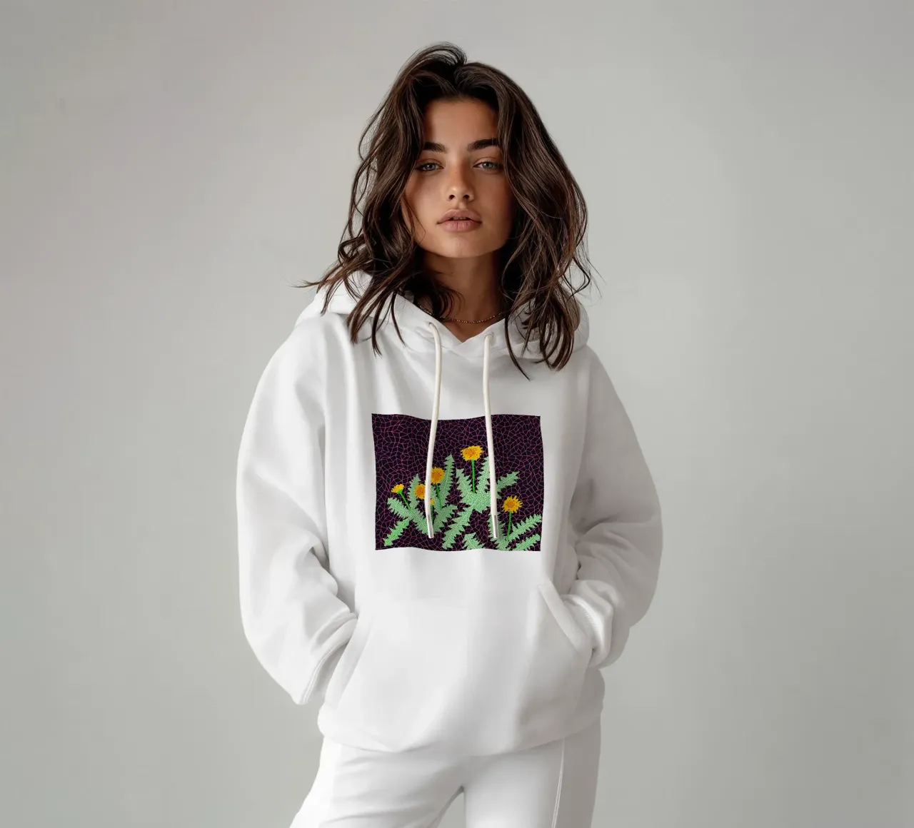 Alex Katz Dandelions felpa con cappuccio da Marcobarshop