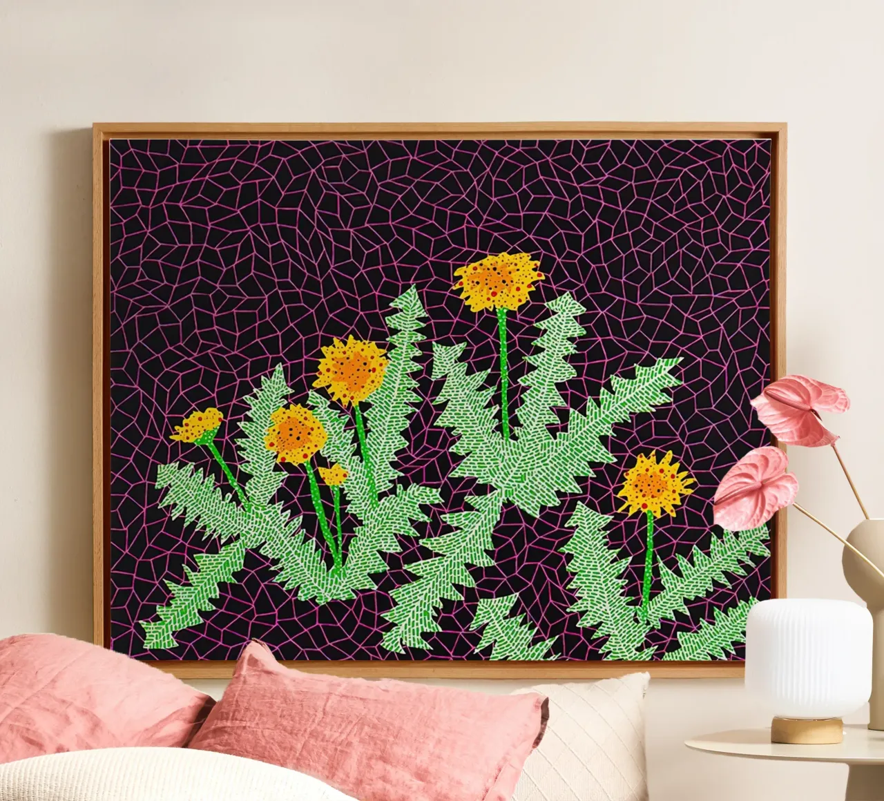 Alex Katz Paardenbloemen canvas met Baklijst van Marcobarshop