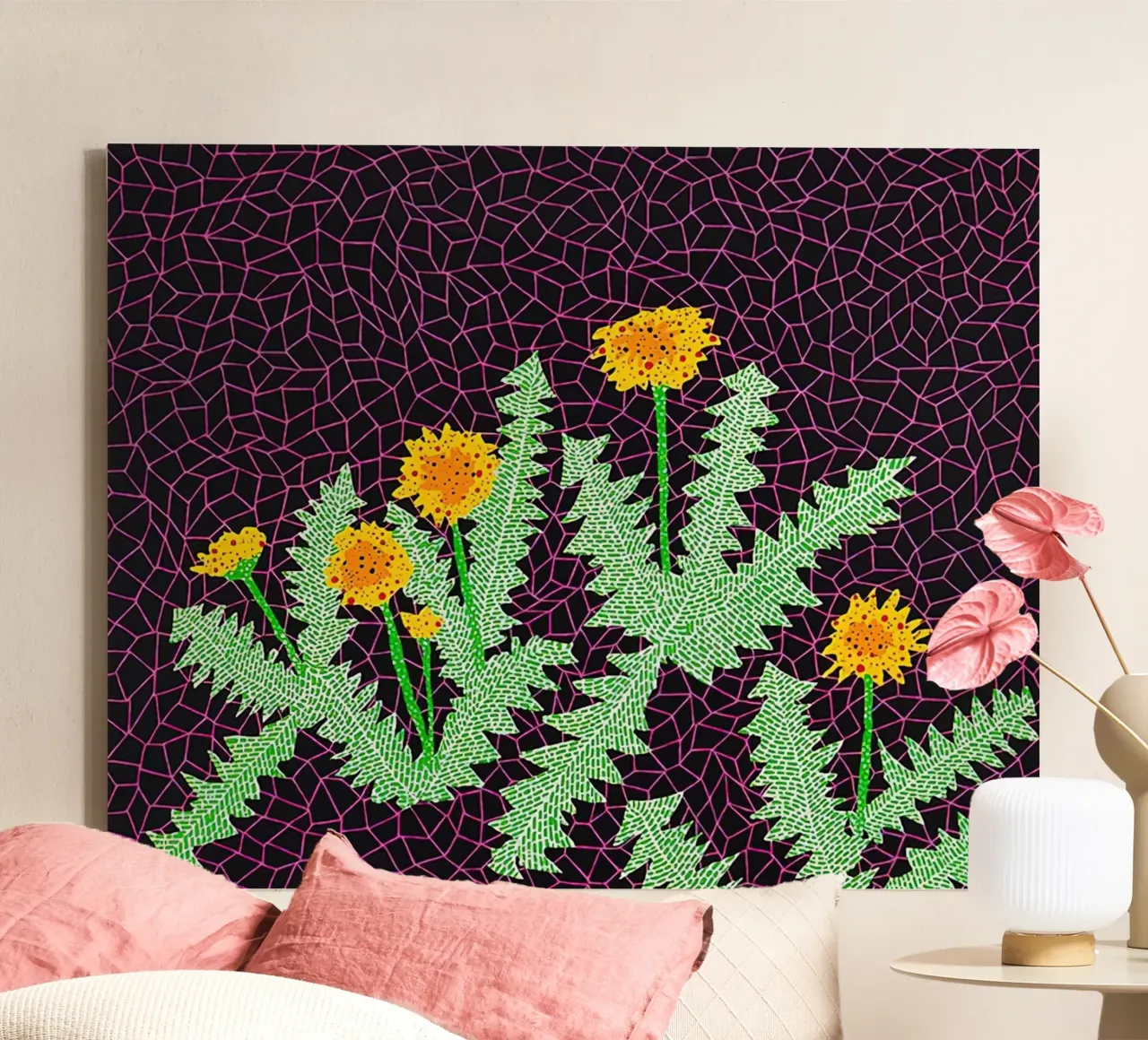 Alex Katz Paardenbloemen canvas met Baklijst van Marcobarshop
