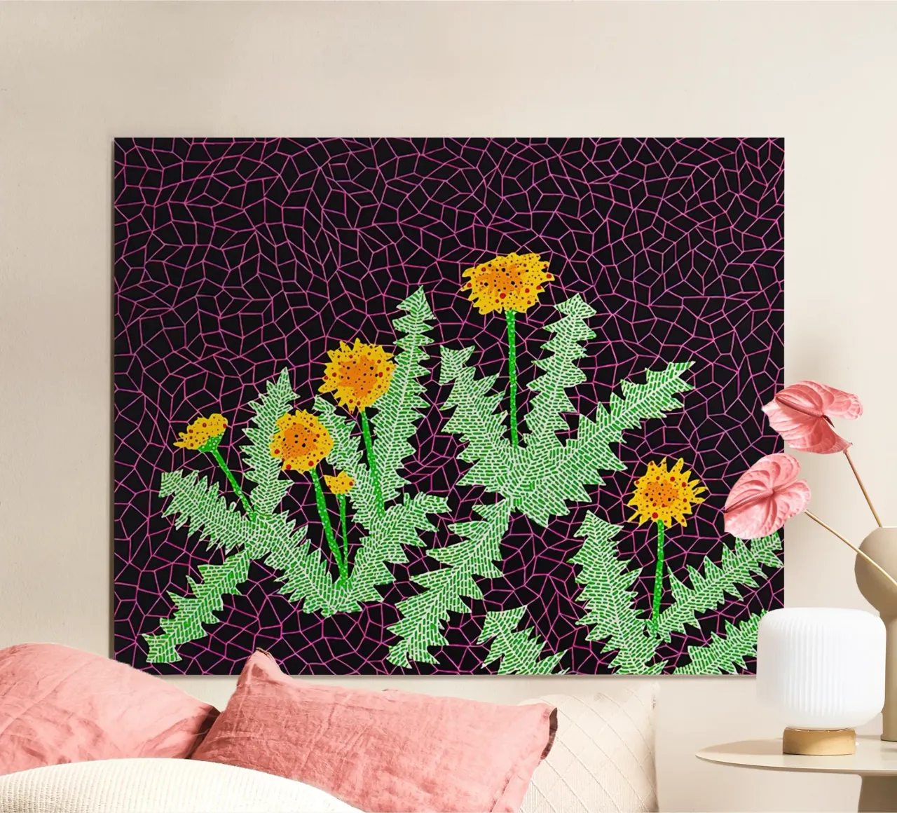 Alex Katz Dandelions poster con telaio in alluminio da Marcobarshop