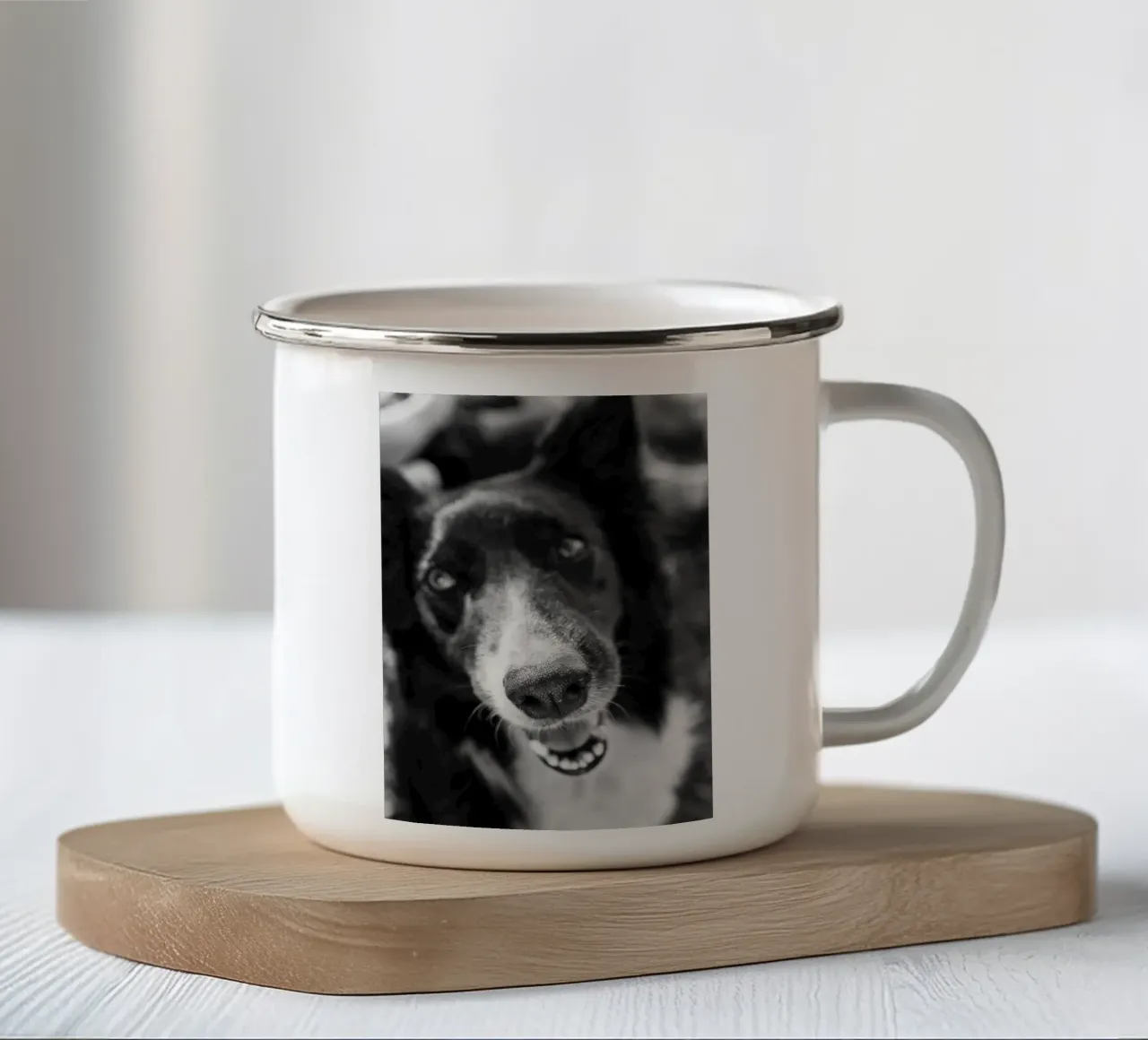 Cane nero tazza in smalto da rafael campezato