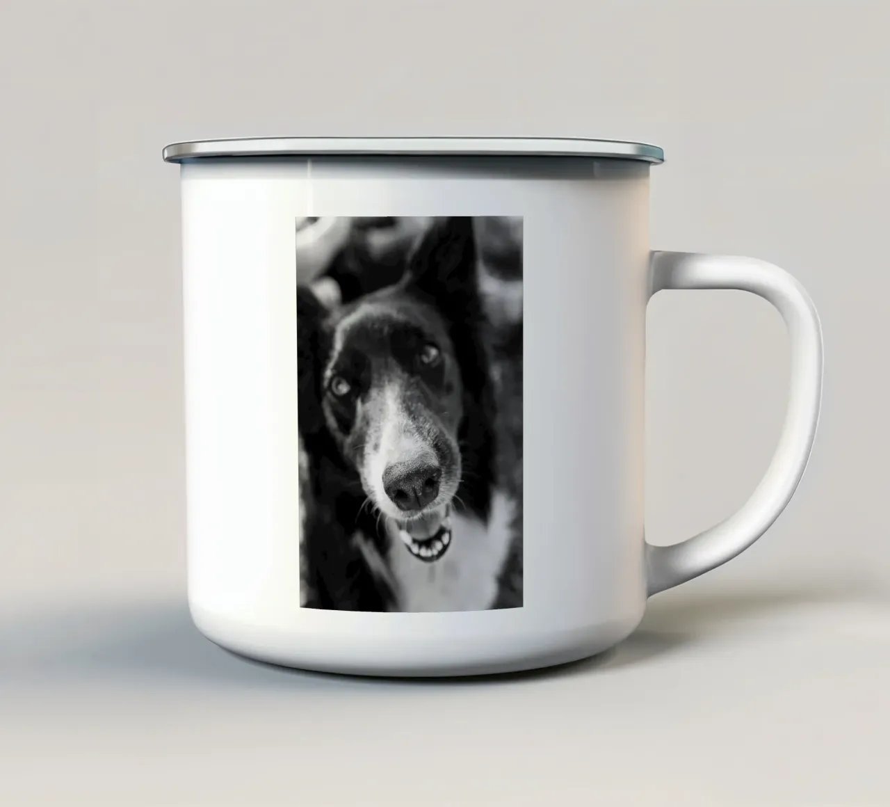 Cane nero tazza in smalto da rafael campezato