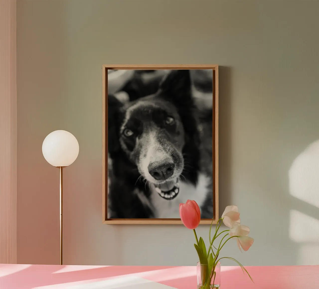 Zwarte hond canvas met Baklijst van rafael campezato
