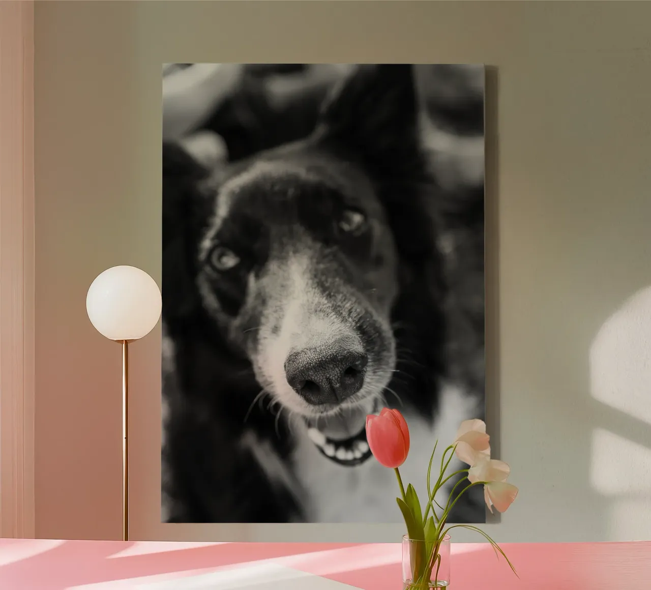 Zwarte hond canvas met Baklijst van rafael campezato