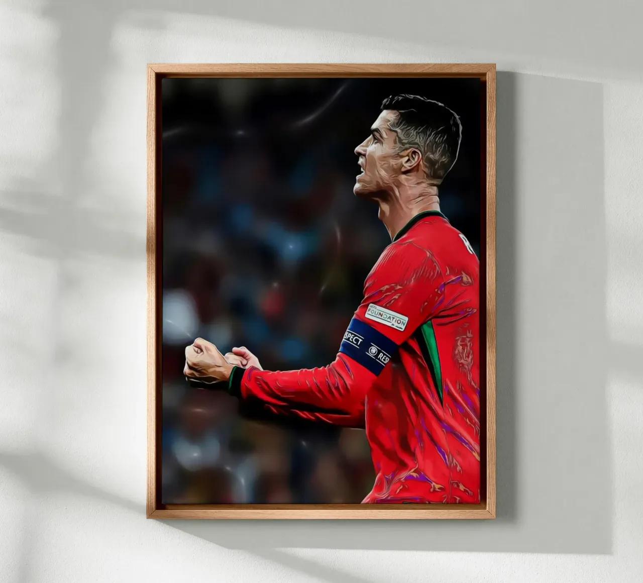 Powerful Digital Illustration of a Celebrating Football Play canvas with Floater frame by ArdanART