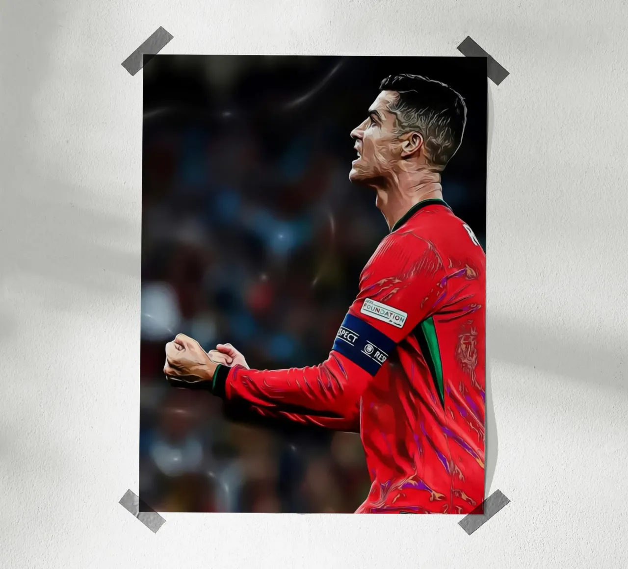 Potente illustrazione digitale di un gioco di calcio che festeggia poster con telaio in plastica da ArdanART