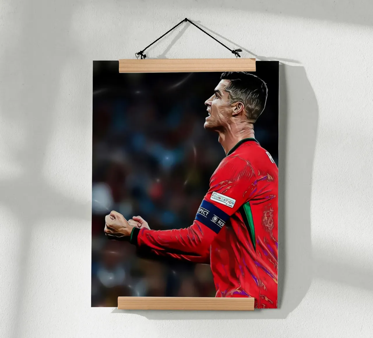 Potente illustrazione digitale di un gioco di calcio che festeggia poster con telaio in plastica da ArdanART