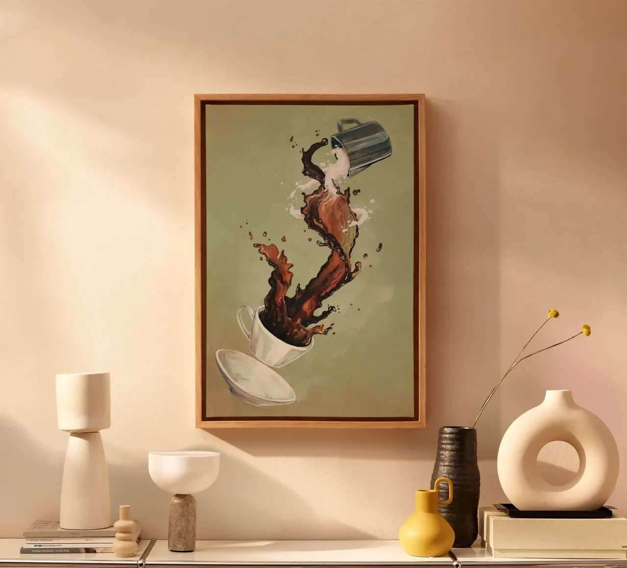 milk and coffee canvas met Baklijst van ramian
