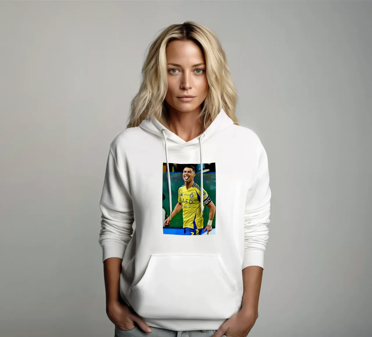 Digital Illustration of a Football Player in Yellow felpa con cappuccio da ArdanART