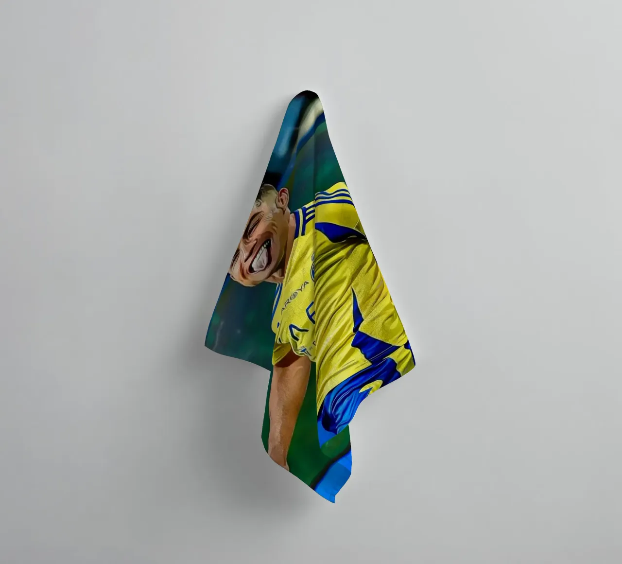 Digital Illustration of a Football Player in Yellow asciugamano da bagno da ArdanART
